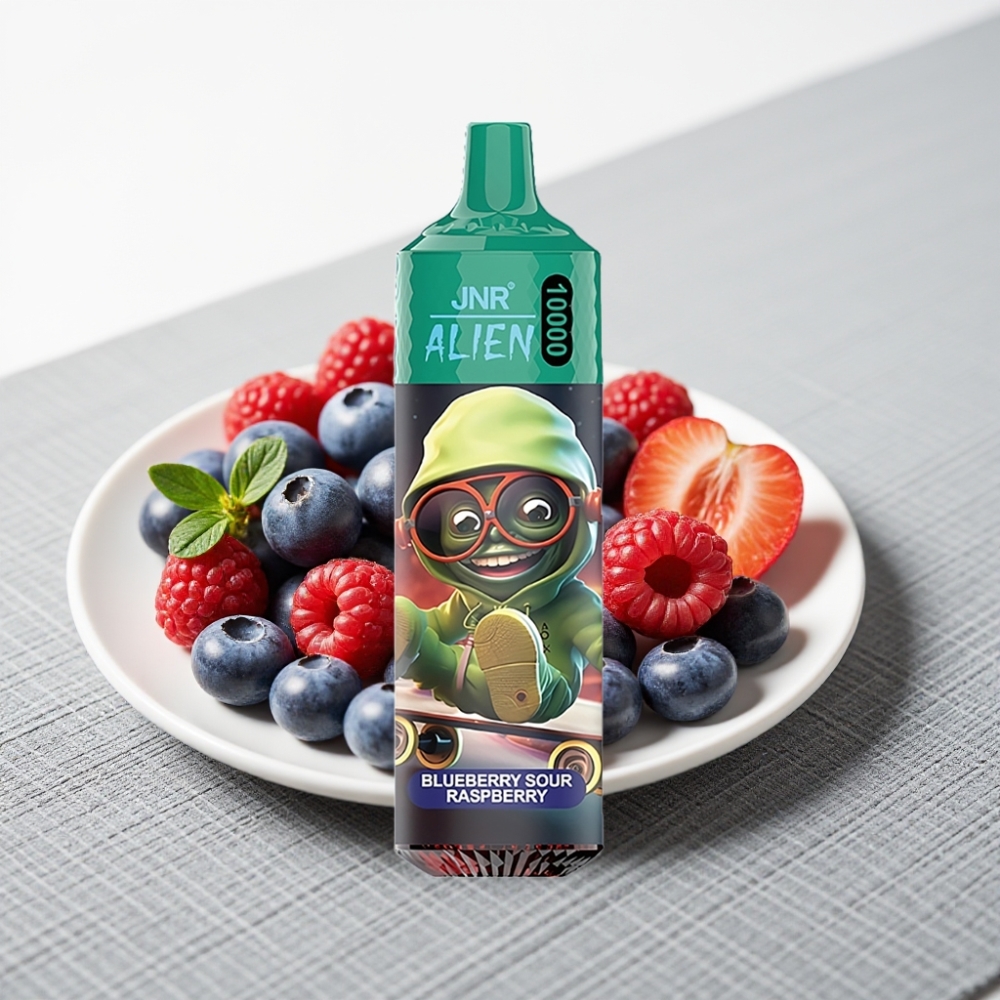 JNR Alien 10000 Puffs 850mAh Тип-C LED Голубичка Кисла Малина