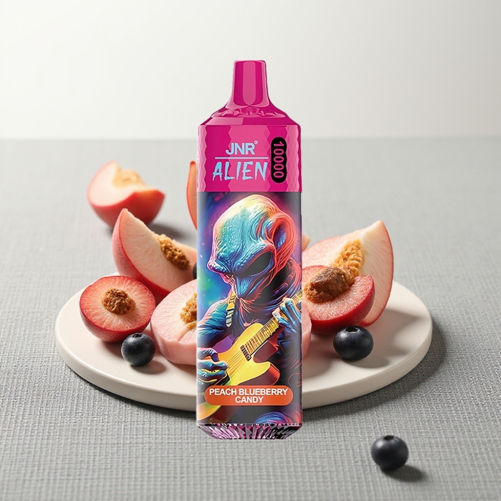 JNR Alien 10000 Puffs 850mAh Тип-C Персик-Чорниця Цукерка RGB