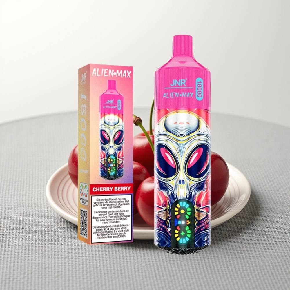 JNR Alien Max 18000 Puffs Dual Mesh Coil Cherry Berry Smart LED Display Type-C