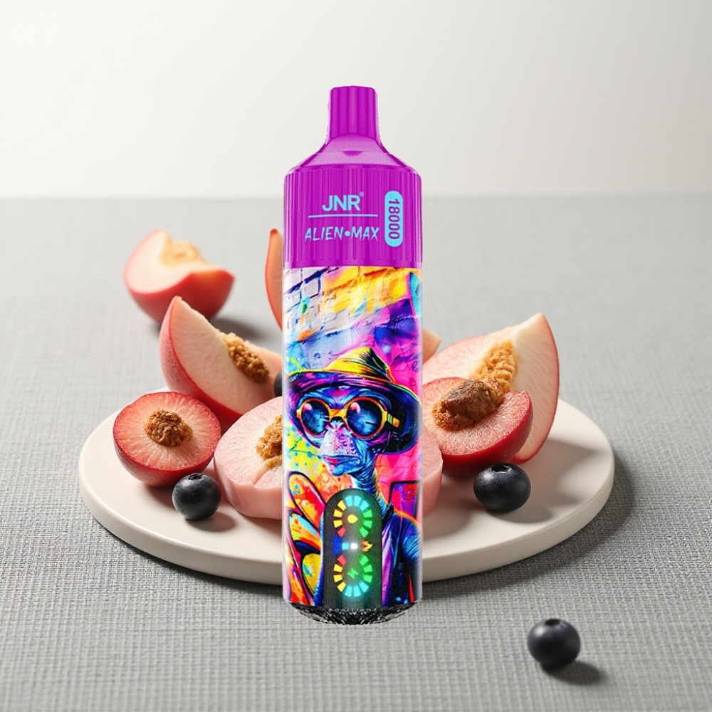 JNR Alien Max 18000 Puffs Dual Mesh Coil LED Display Персик-Чорниця Цукерка