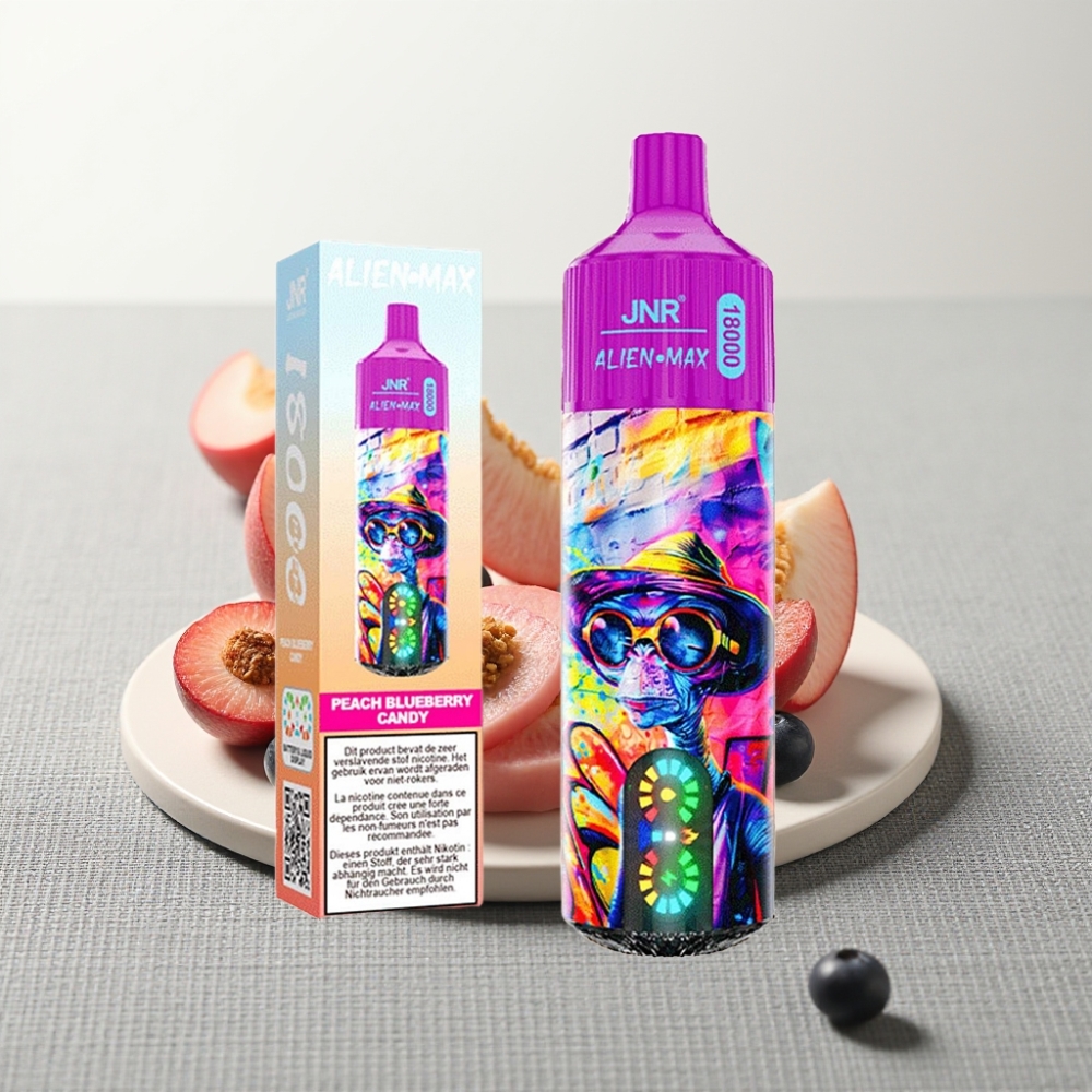 JNR Alien Max 18000 Puffs Dual Mesh Coil LED Display Персик-Чорниця Цукерка