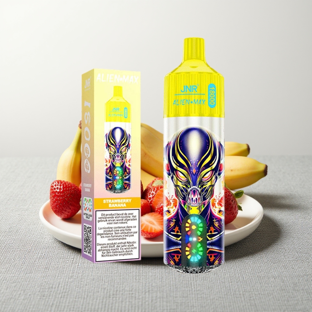 JNR Alien Max 18000 Puffs З полуницею та бананом, Dual Mesh Coil, Type-C
