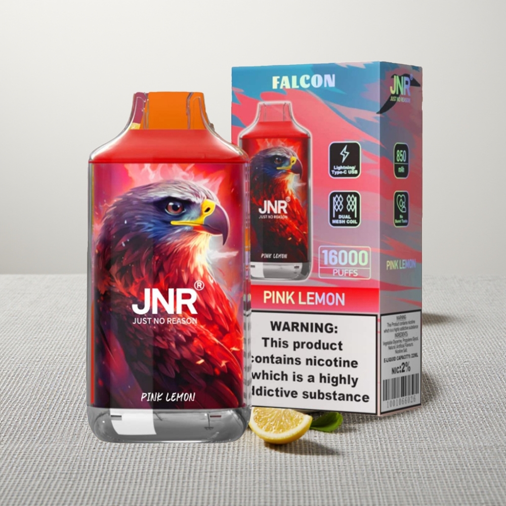 JNR Falcon 16000 Puffs 22ml Рожевий Лимонад Dual Mesh Coil Smart LED Display