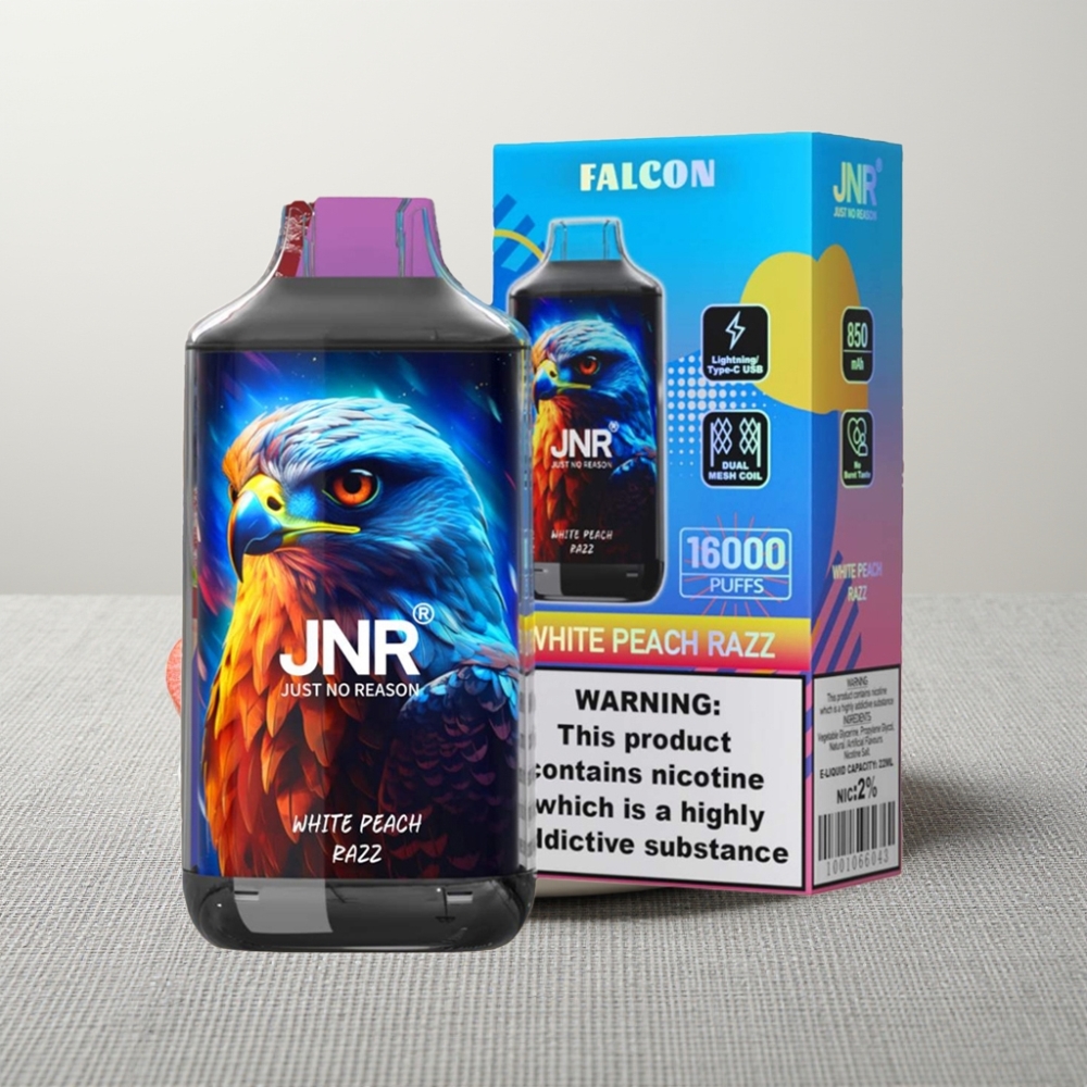 JNR Falcon 16000 Puffs 850mAh 22ml Dual Mesh Coil Білий Персик Малина