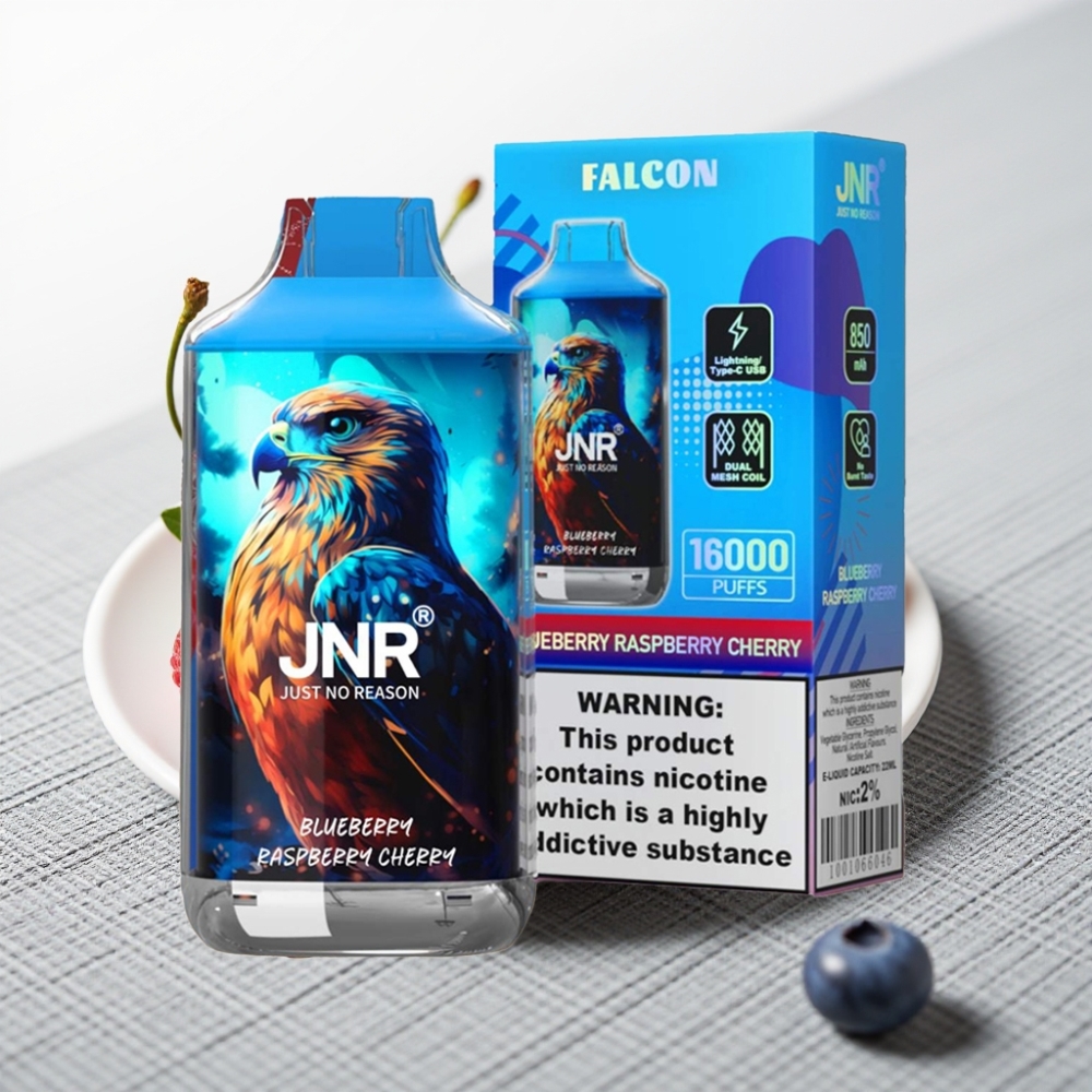 JNR Falcon 16000 Puffs Dual Mesh Coil Type C & Lightning Smart LED Малина Черешня Блакитниця