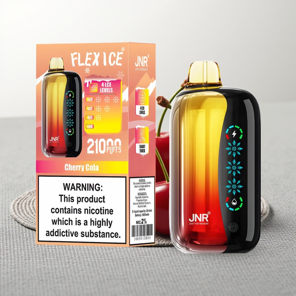 JNR Flex Ice 21000 Puffs Дисposable Vape Вишнева Кола, Ice Adjustable, 26ml, 1.2 Ohm Dual Mesh