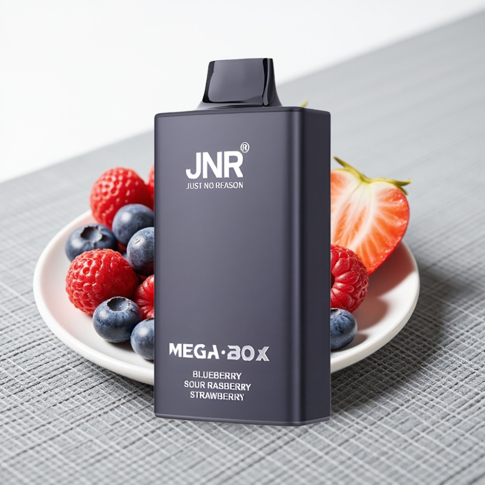 JNR Mega Box 25000 Puffs Disposable Vape 30ml 850mAh Dual Mesh Синьожина Кисла Малина Полуниця