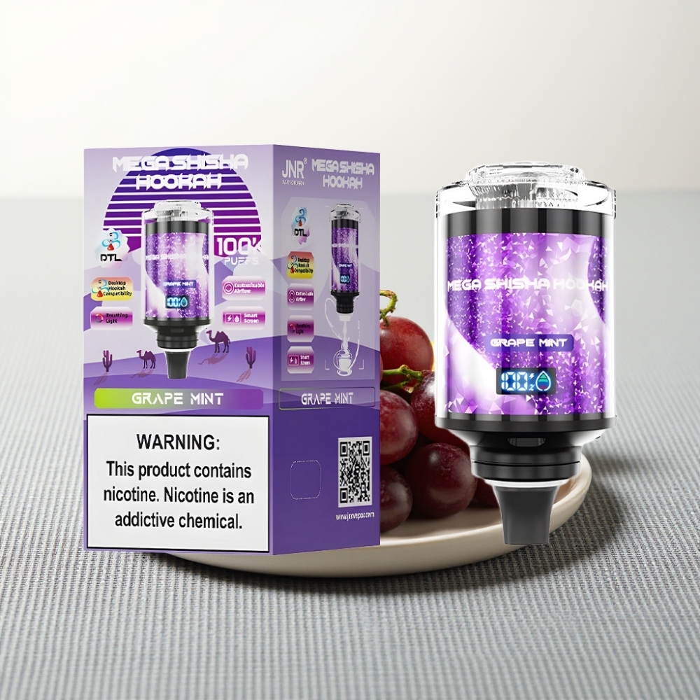 JNR Mega Shisha Hookah 100K Графітова М’ята 60мл 2200мAh Type-C Smart Screen