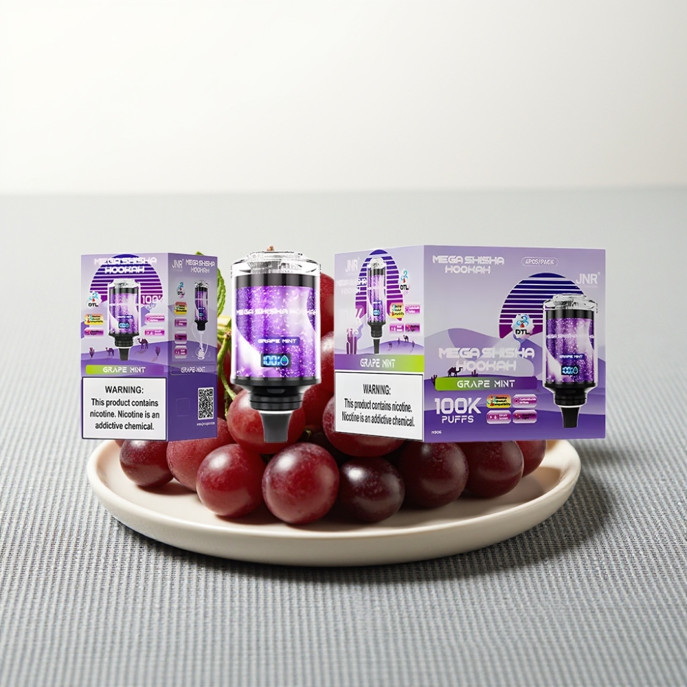 JNR Mega Shisha Hookah 100K Графітова М’ята 60мл 2200мAh Type-C Smart Screen