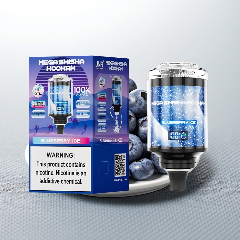 JNR Mega Shisha Hookah 100K Desktop Compatibility Blueberry Ice 60ml 2200mAh