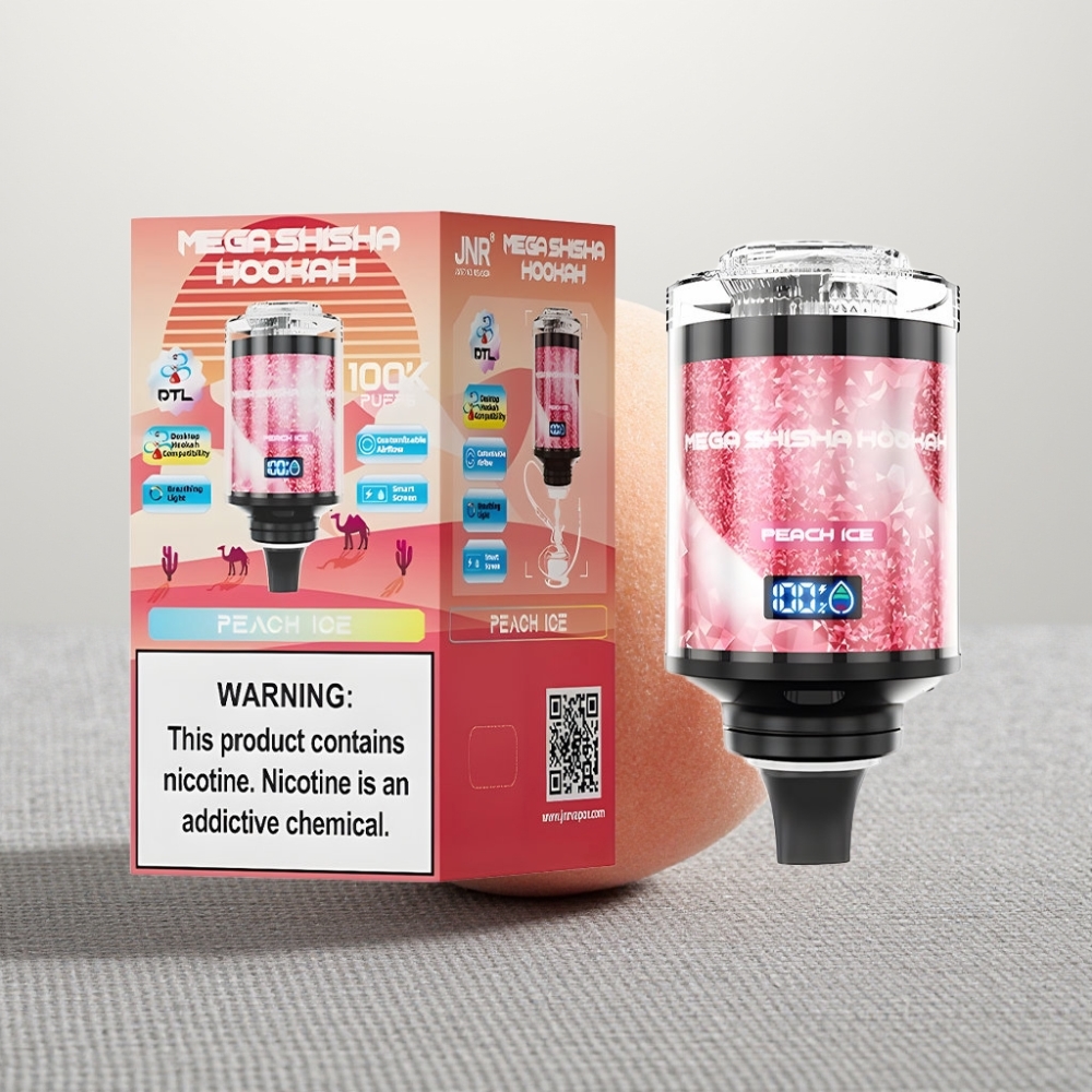 JNR Mega Shisha Hookah 100K Персиковий Лід Type-C Інтерактивний Екран