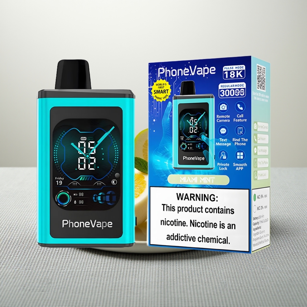 JNR PhoneVape 30000 затягів Disposable Vape Miami Mint, Turbo Mode, App Controlled