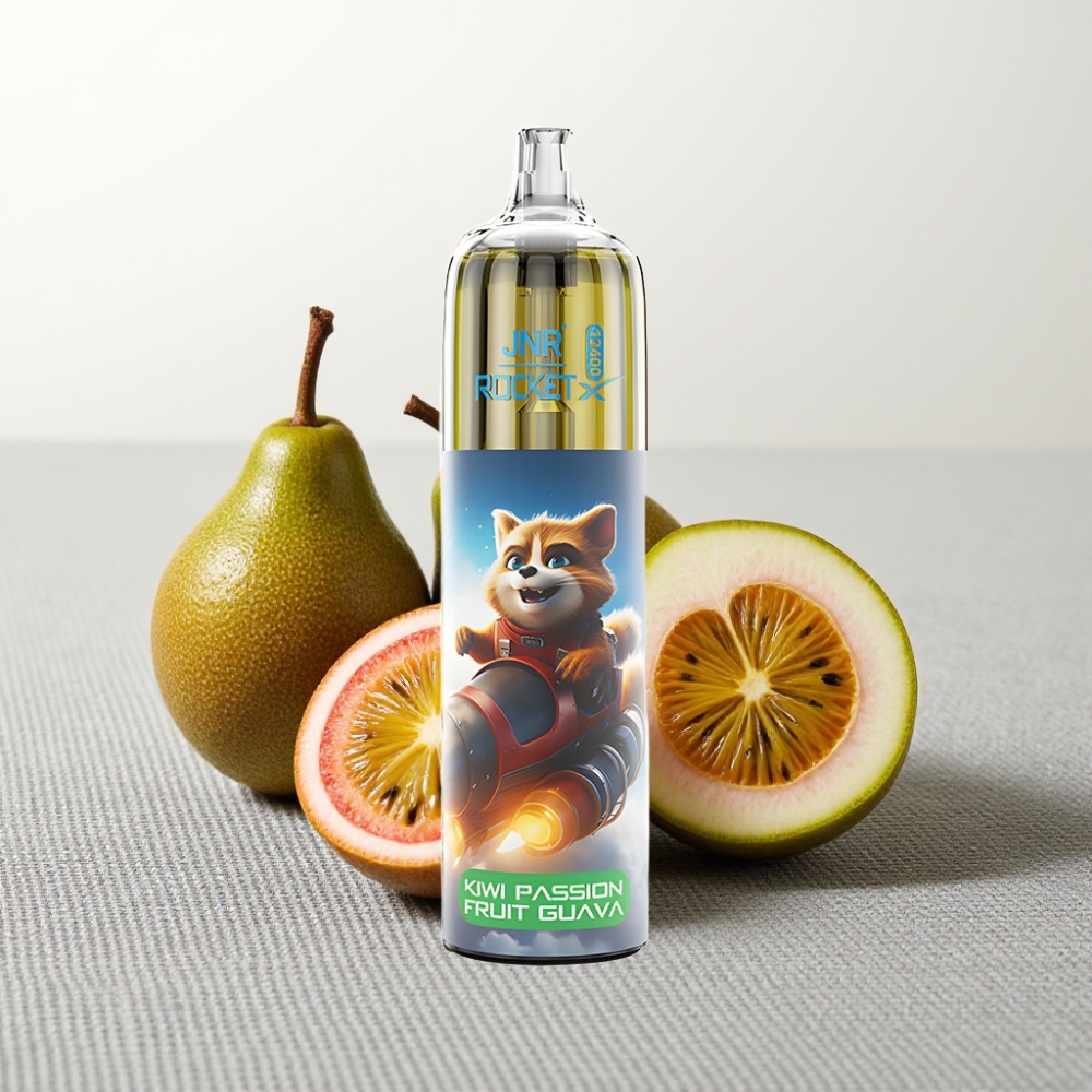 JNR Rocket-X 12400 Puffs Disposable Vape з RGB підсвіткою, регульованим повітряним потоком, смаком ківі-маракуйя-гуава, 850mAh, Type-C