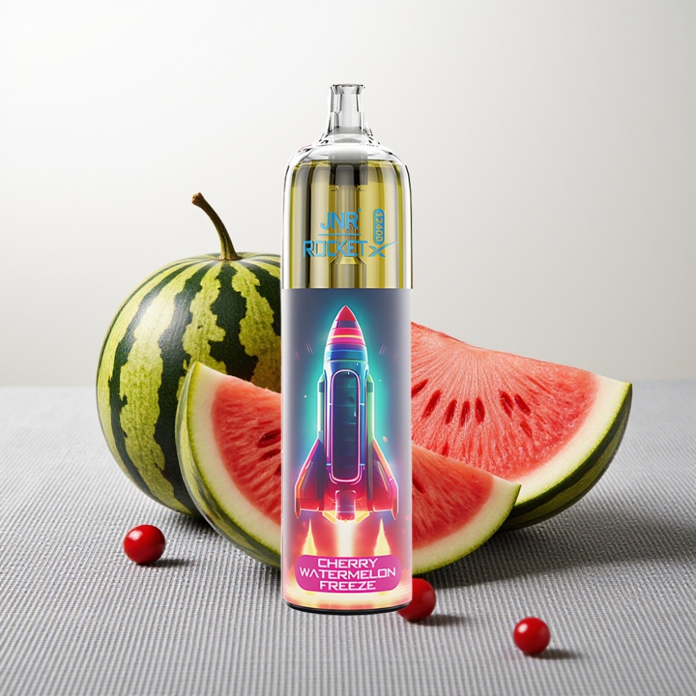 JNR Rocket-X 12400 Puffs Диспозейбл Вейп із RGB підсвіткою, 850mAh, Вишня-Кавун Льодова