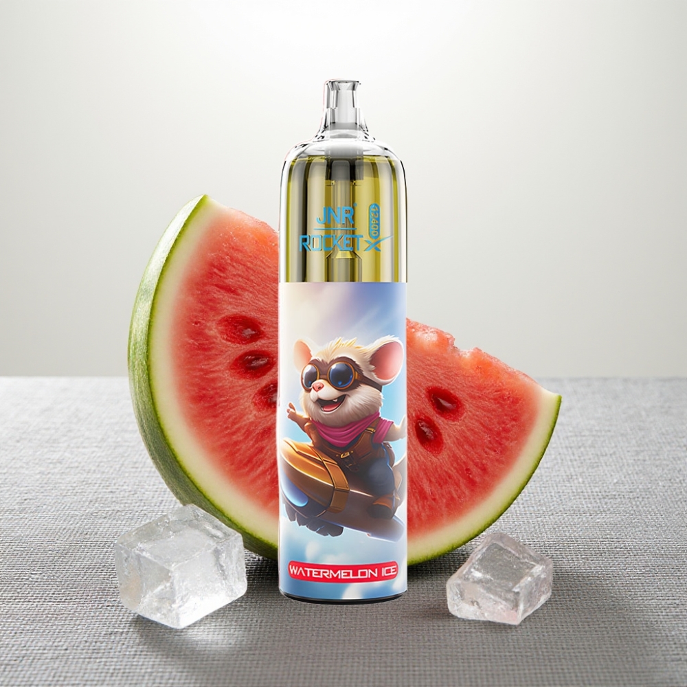 JNR Rocket-X 12400 Puffs Диспосейбл Вейп із RGB підсвіткою, Кавун-Лід, Adjustable Airflow