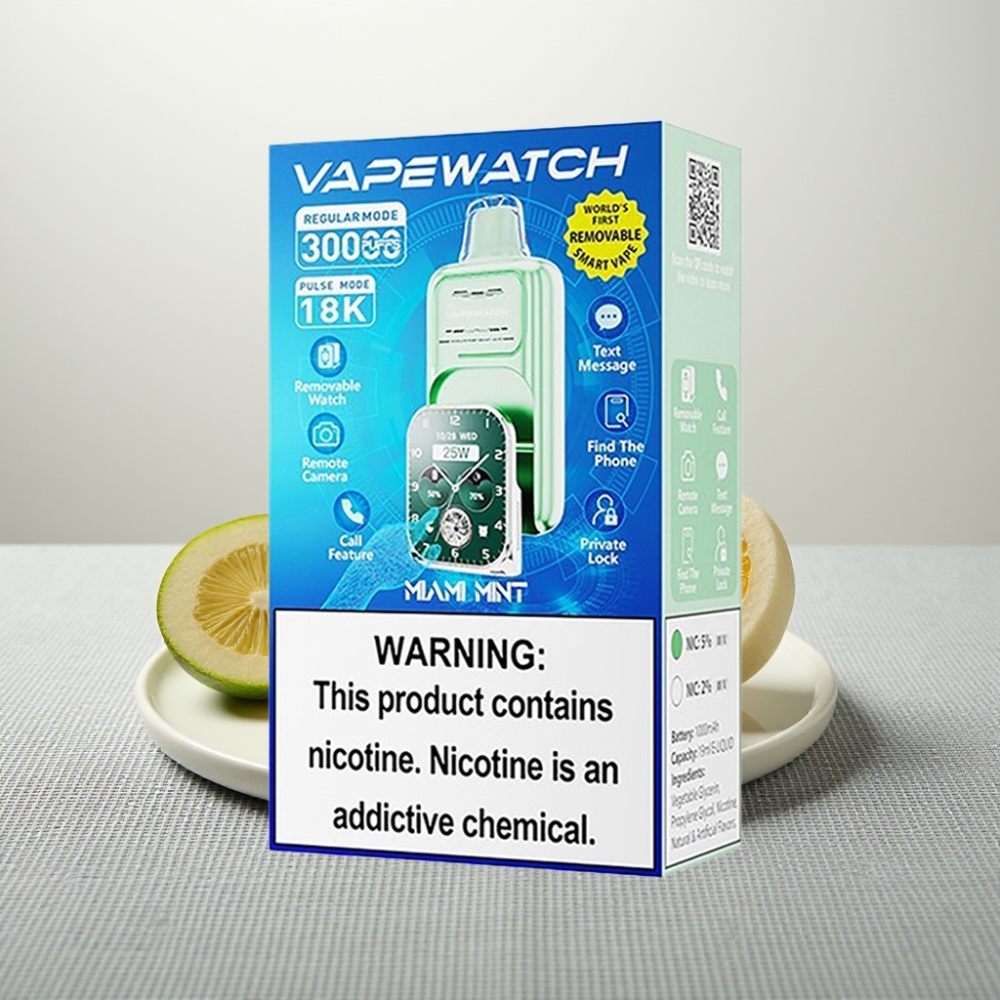 JNR VapeWatch 30000 Puffs 1000mAh 19mL Dual Mesh Coil Маямі М\'ятa