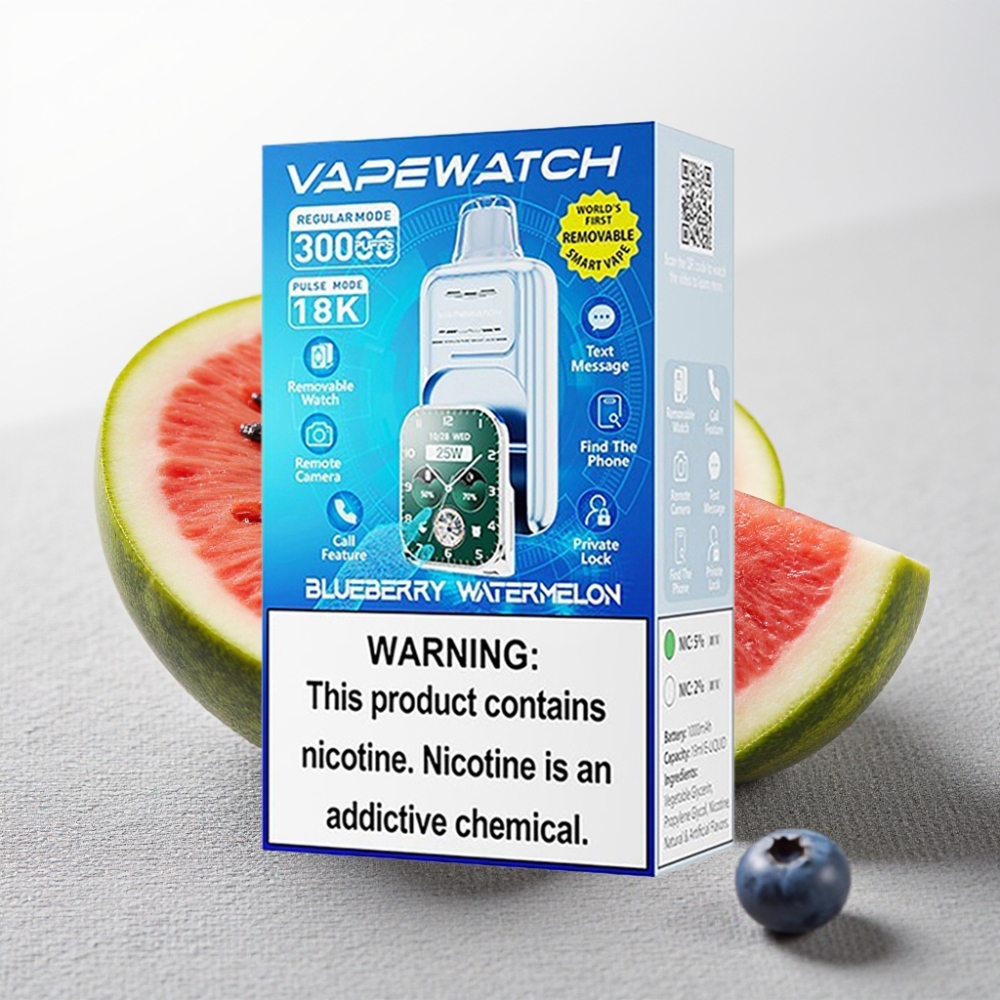 JNR VapeWatch 30000 Puffs Disposable Водно-кавуновий, 1000mAh, Type-C, Dual Mesh, 5%