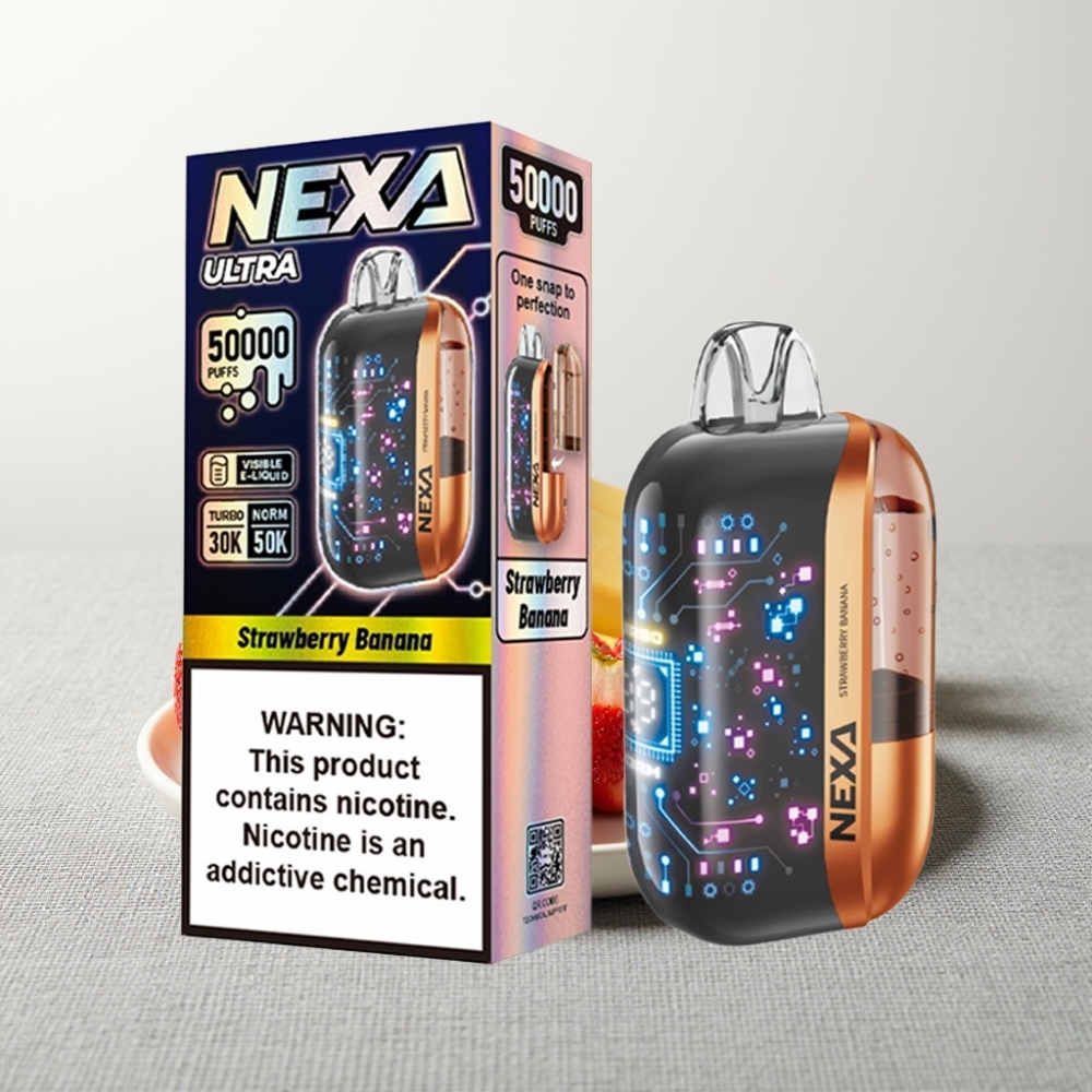 NEXA Ultra 50K 50000 Puffs 20ml 5% Полунично-банановий Type-C 3D Дисплей