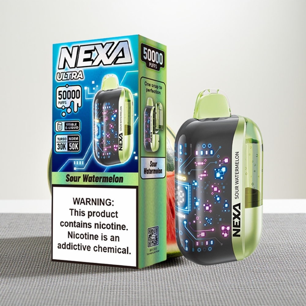 NEXA Ultra 50K Disposable Vape 50000 Puffs 20ml 5% Sour Watermelon 0.9ohm Dual Mesh