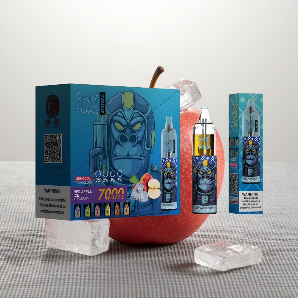 RandM Fumot Tornado 7000 Puffs 14ML 850MAH Mesh Червоний Яблучний Лід