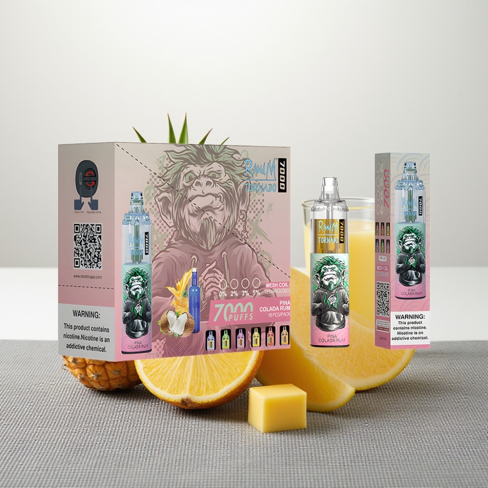 RandM Fumot Tornado 7000 Puffs 14ML 850MAH Mesh Type-C RGB Air-Adjustable Піна Колада Ром