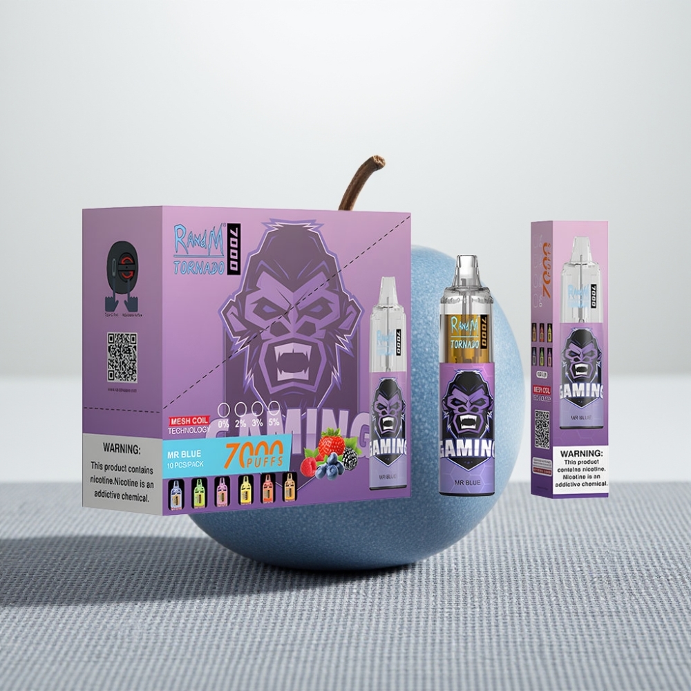 RandM Fumot Tornado 7000 Puffs 14ML 850MAH Mesh Type-C RGB Повітряно-регульований Доктор Блакитний