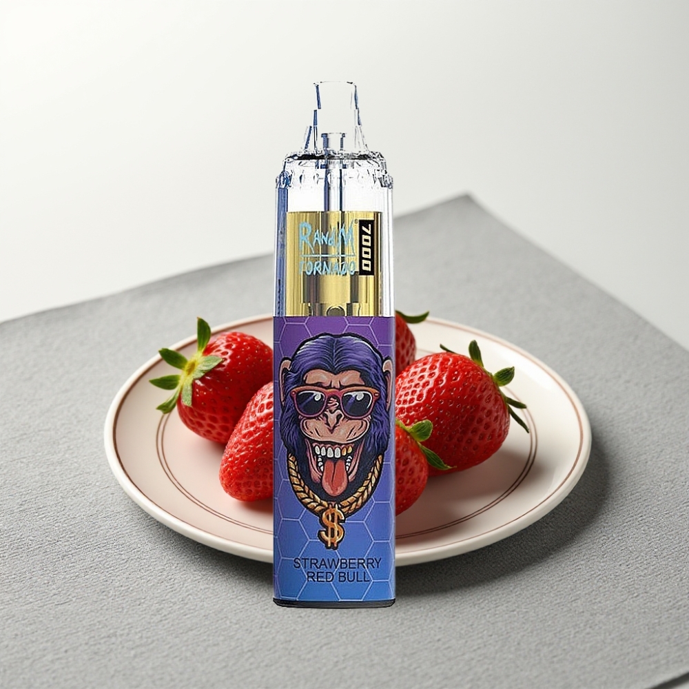 RandM Fumot Tornado 7000 Puffs 14ML Strawberry Red Bull Повітряно-регульований Mesh Coil RGB