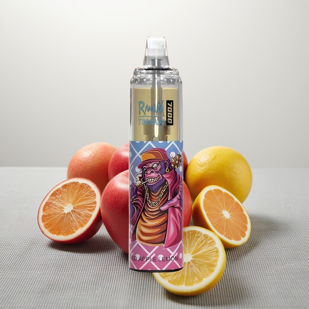 RandM Fumot Tornado 7000 Puffs 14 ML Червоний Яблуко Лимон Mesh Coil Type-C