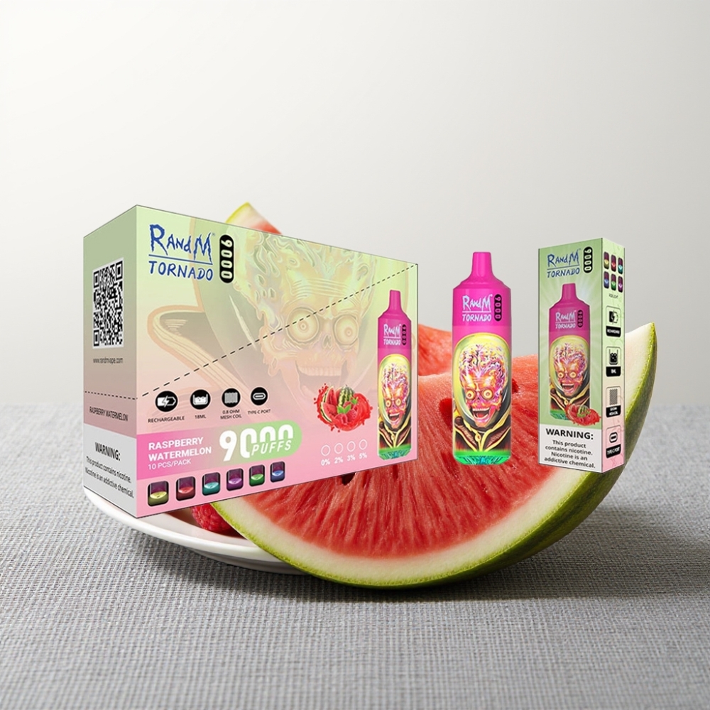 RandM Tornado 9000 Puffs 18 мл Raspberry Watermelon Mesh Coil RGB Display