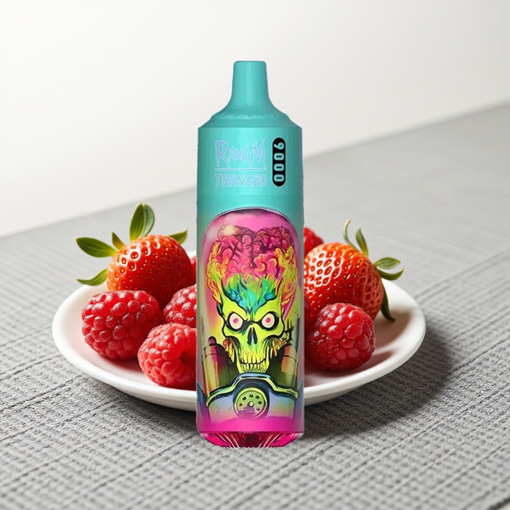 RandM Tornado 9000 Puffs 18 mL Полунично-Малиновий Mesh Coil RGB Display
