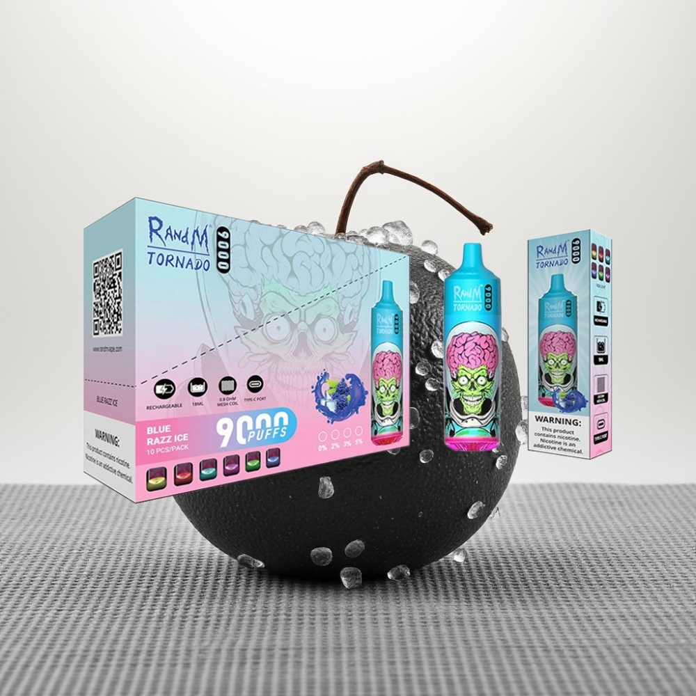 RandM Tornado 9000 Puffs 18mL Чорний Дракон Лід Mesh Coil RGB Display
