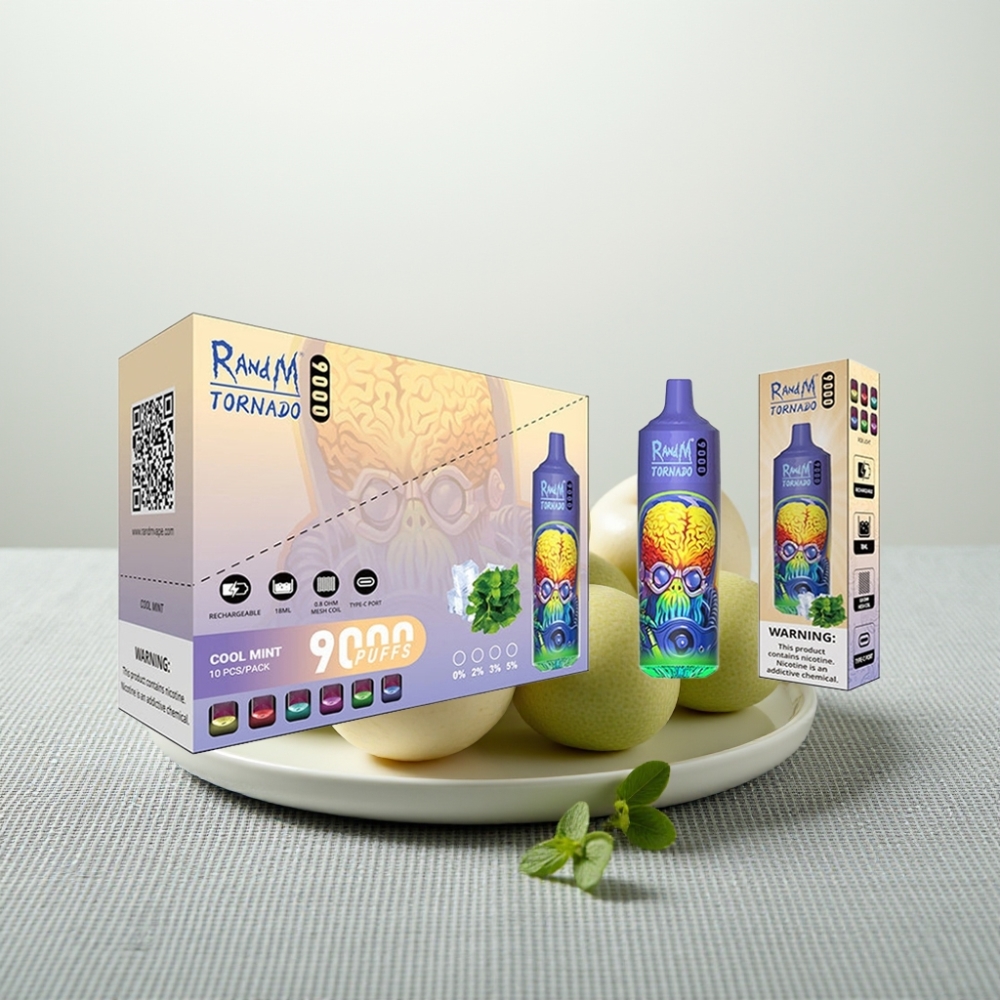 RandM Tornado 9000 Puffs 850mAh 18mL Сітка Cool Mint RGB