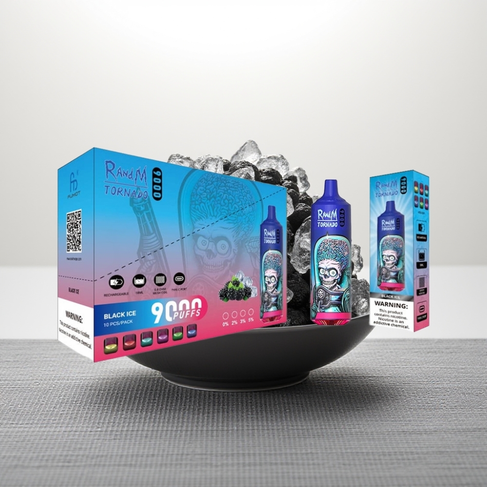 RandM Tornado 9000 Puffs 850mAh 18mL Mesh Coil RGB Display Чорний Лід