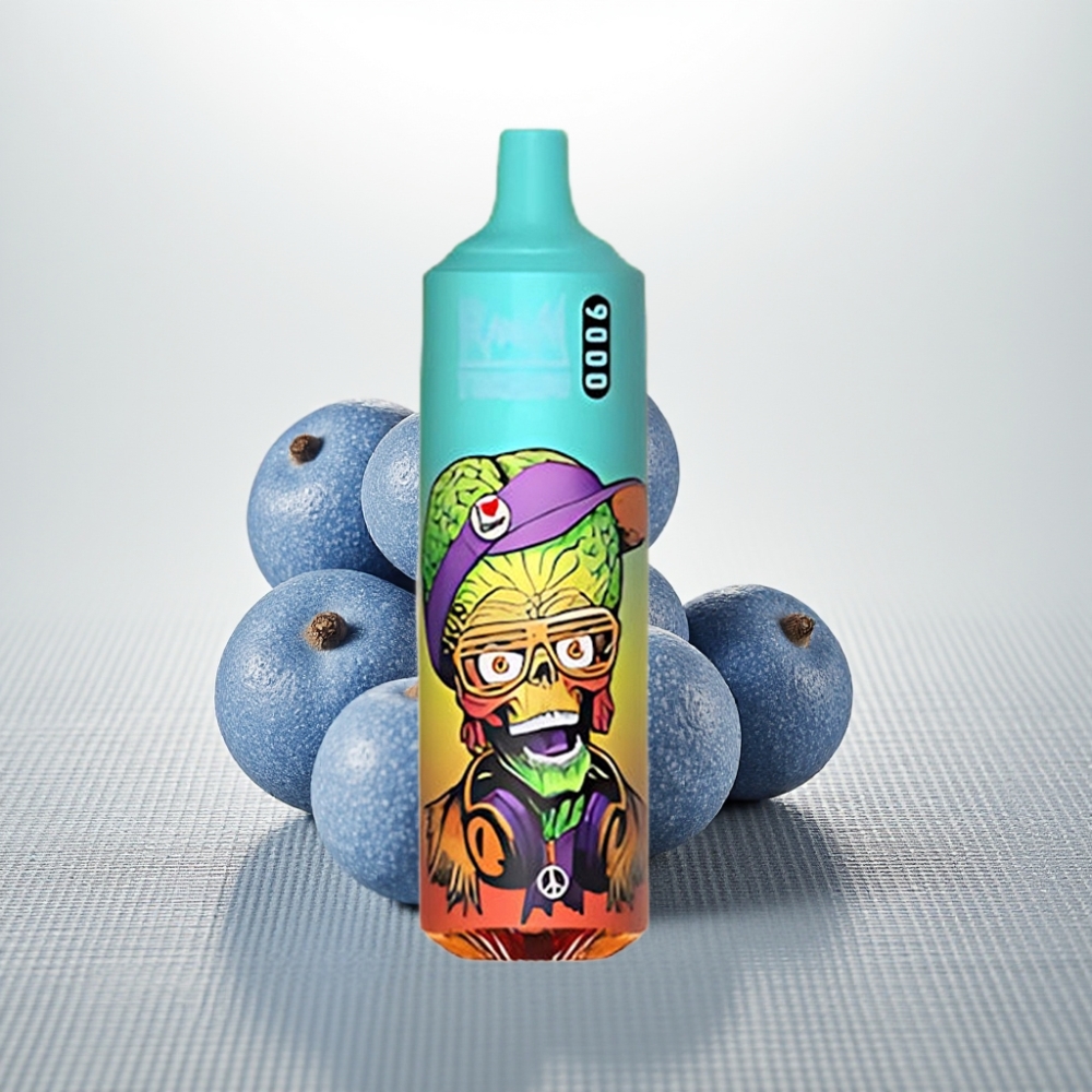 RandM Tornado 9000 Puffs 850mAh 18mL Mesh Coil RGB Синій Лід