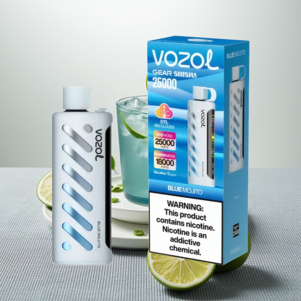 VOZOL Gear Shisha 25000 Puffs Блакитний Мохіто Dual Mesh 1000mAh 5mg/ml