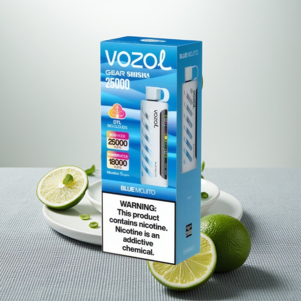 VOZOL Gear Shisha 25000 Puffs Блакитний Мохіто Dual Mesh 1000mAh 5mg/ml