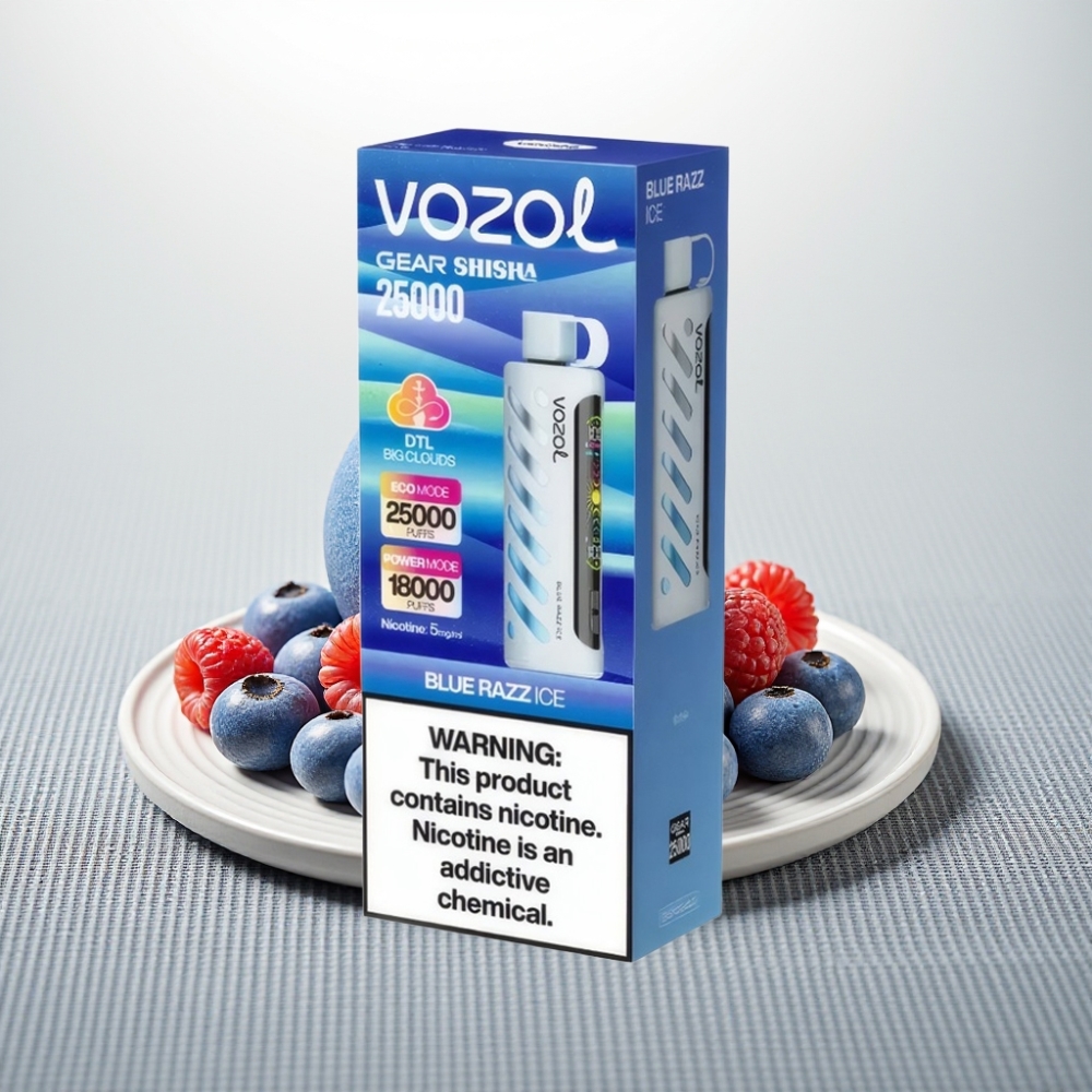 VOZOL Gear Shisha 25000 Puffs Dual Mesh Blue Razz Ice 1000mAh 5mg/ml