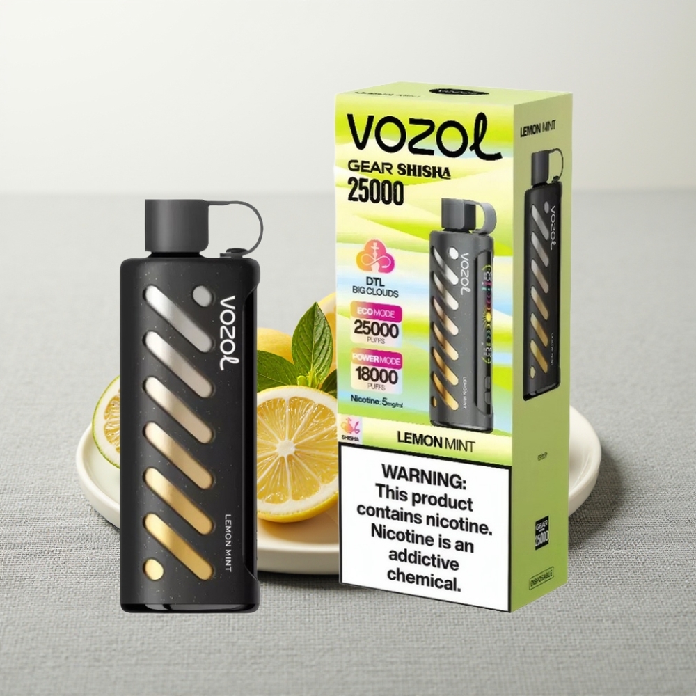 VOZOL Gear Shisha 25000 Puffs Lemon Mint Dual Mesh S.i.L.C Tech 1000mAh