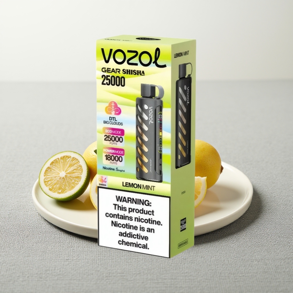 VOZOL Gear Shisha 25000 Puffs Lemon Mint Dual Mesh S.i.L.C Tech 1000mAh