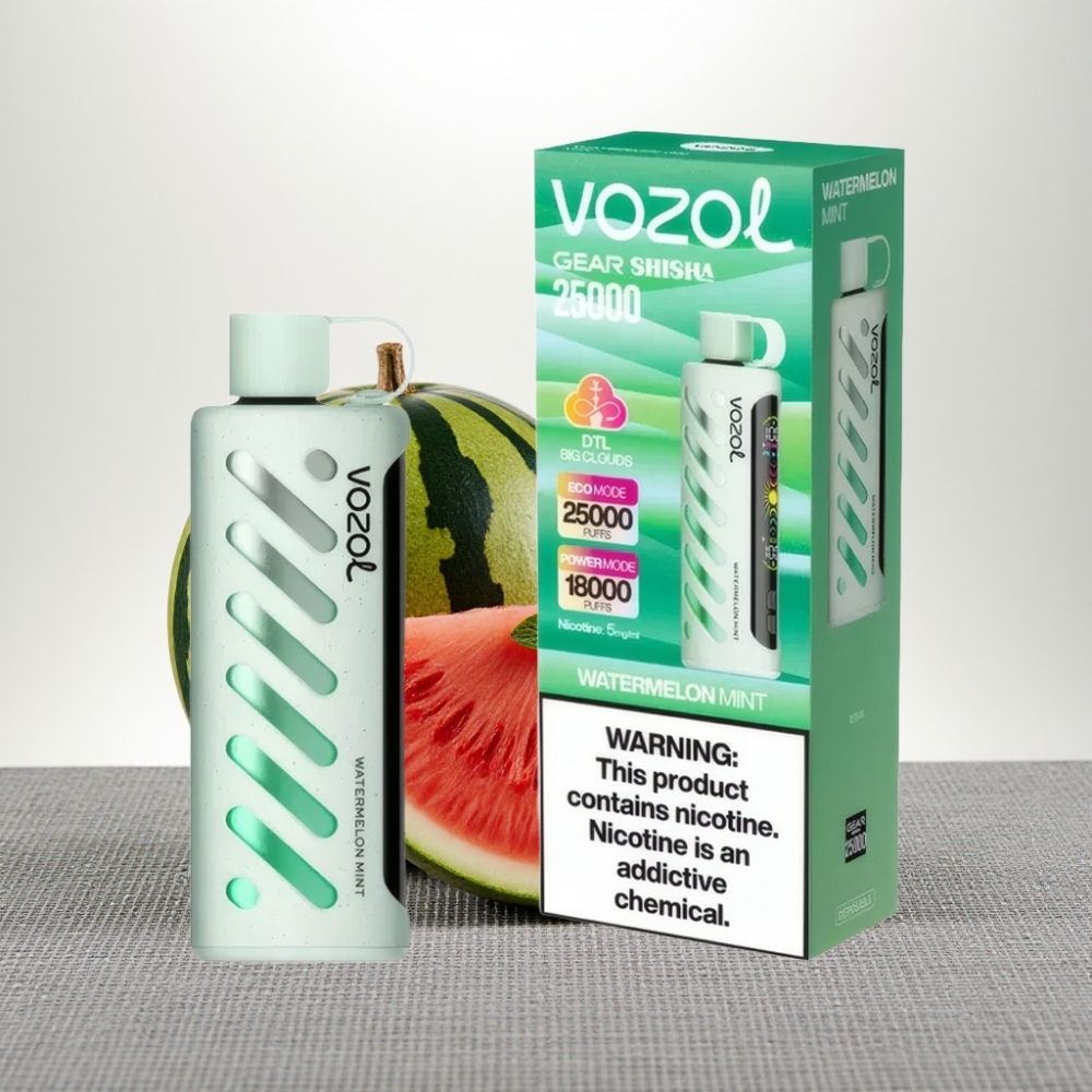 VOZOL Gear Shisha 25000 Puffs Watermelon Mint S.i.L.C Tech Dual Mesh 1000mAh